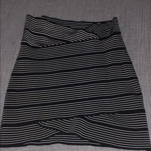 Black and white striped mini skirt